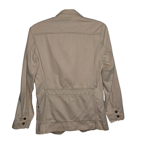 Diesel Mid-2000s Utility Cream Cotton Blazer Top-Stitched Workwear Jacket Small - Picture 2 of 8